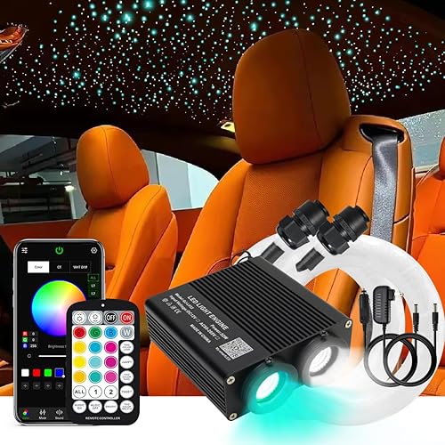 Vista 25 de AKEPO - Luces de fibra óptica de doble cabezal RGBW de 32 W, control de aplicación de diferentes colores, 750 piezas de fibras ópticas mixtas en 9.8