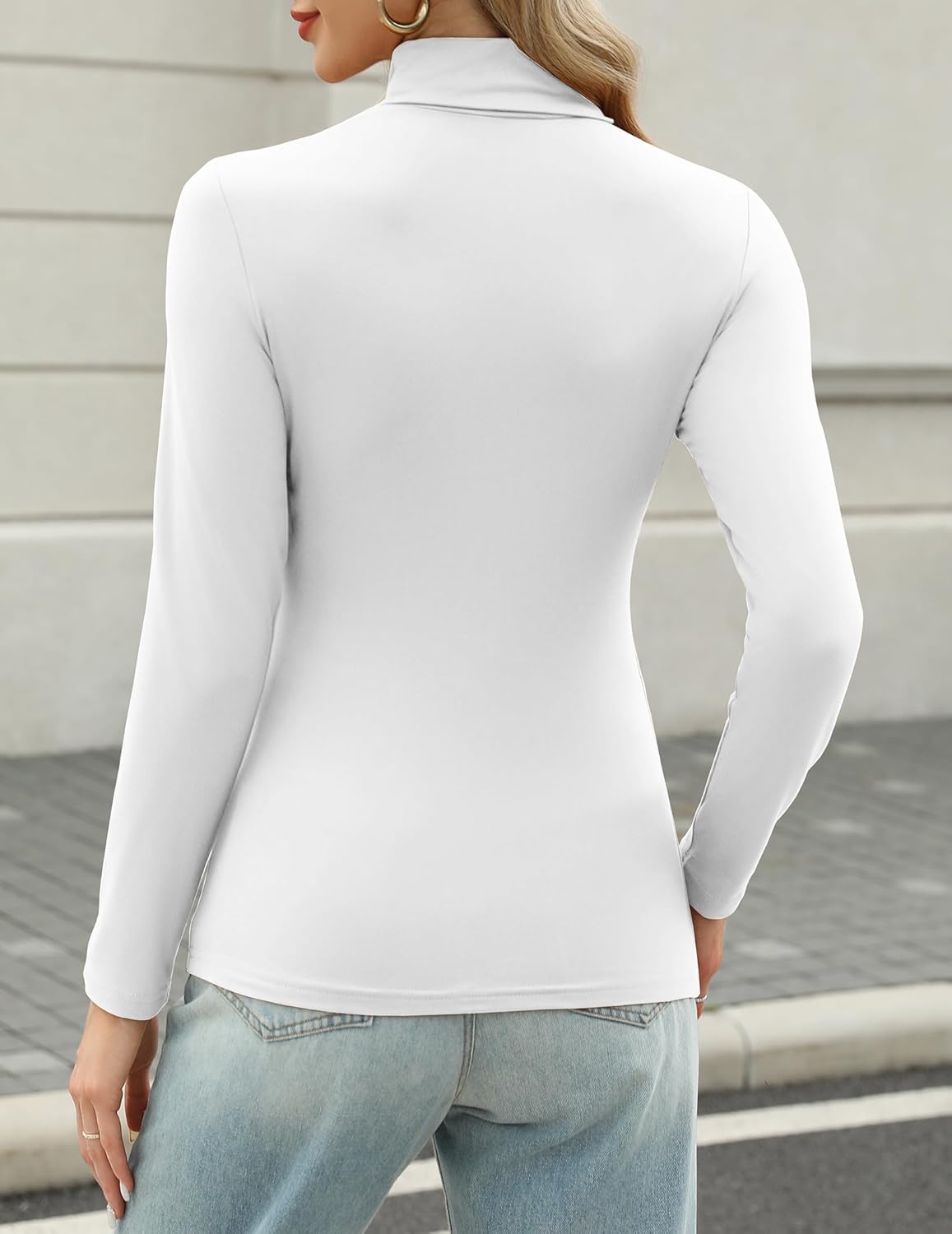 HOTOUCH Women's Turtleneck Long Sleeve Shirts Casual Basic T Shirts Lightweight Base Layer Solid Slim Fit Tops - Image 4