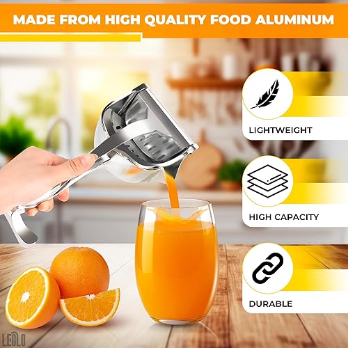 Miniatura 3 de Exprimidor de mano Exprimidor manual de aluminio para limón, naranja, lima, pomelo y granada Mango ergonómico duradero, diseño compacto fácil de