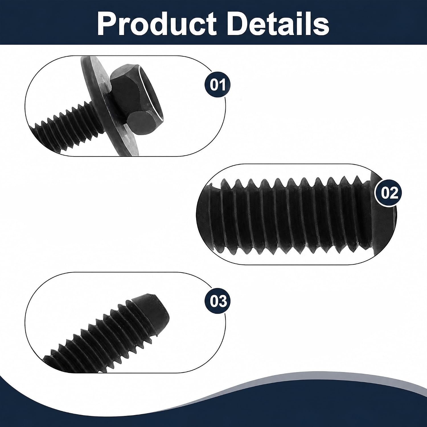 8Pcs M8-1.25 x 20mm Car Skid Plate Bolts,Carbon Steel Hex Head Splash Shield Cover Bolt,Compatible with Toyota 4Runner Tacoma Tundra Sequoia FJ Cruiser,Replaces 90080-11373 Suspension Crossmember Bolt image 3
