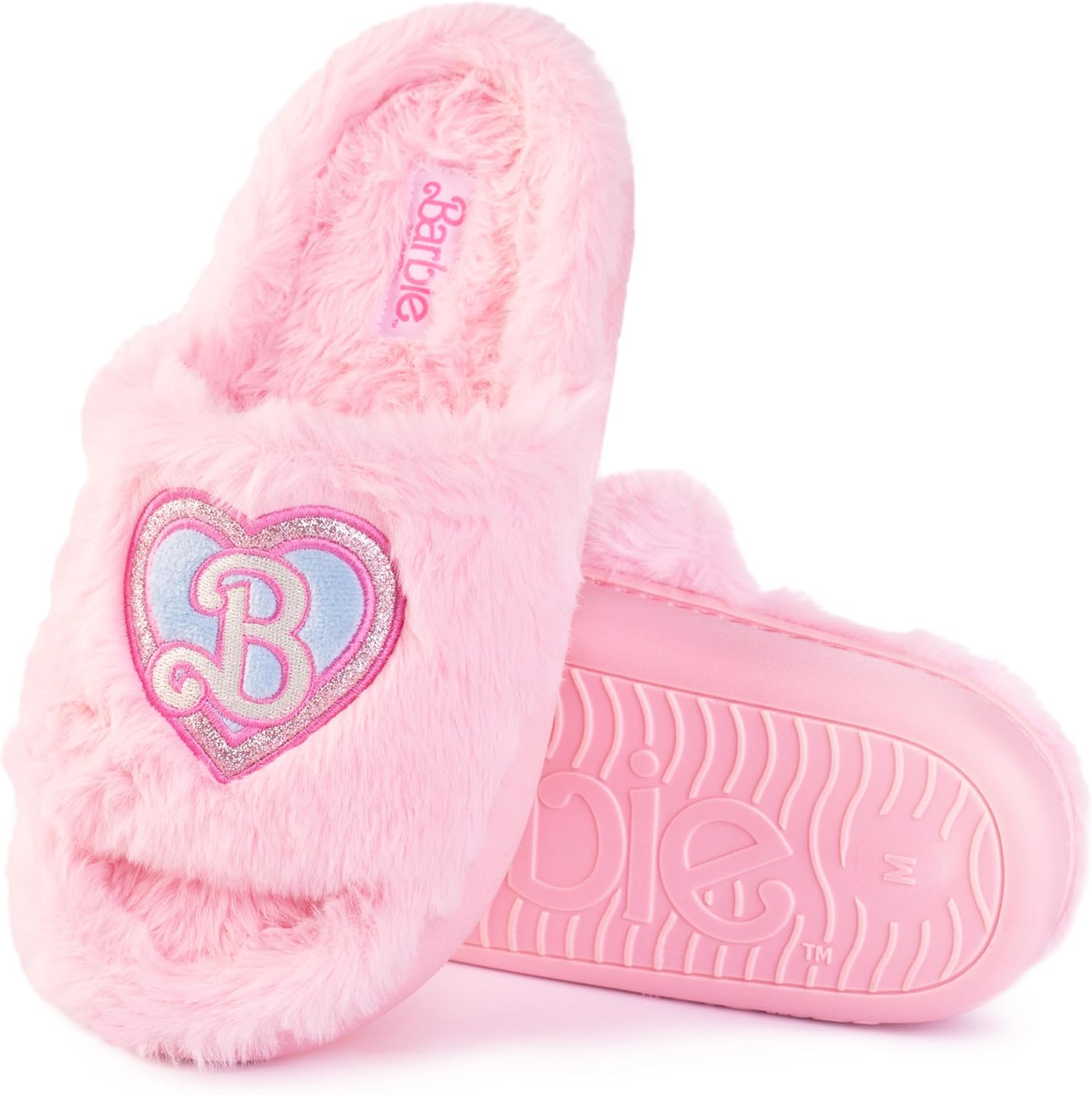 Barbie Women's Barbie Cozy X-band & Open Toe Faux Fur Memory Foam Indoor Outdoor Soled Slipper Xs-xl