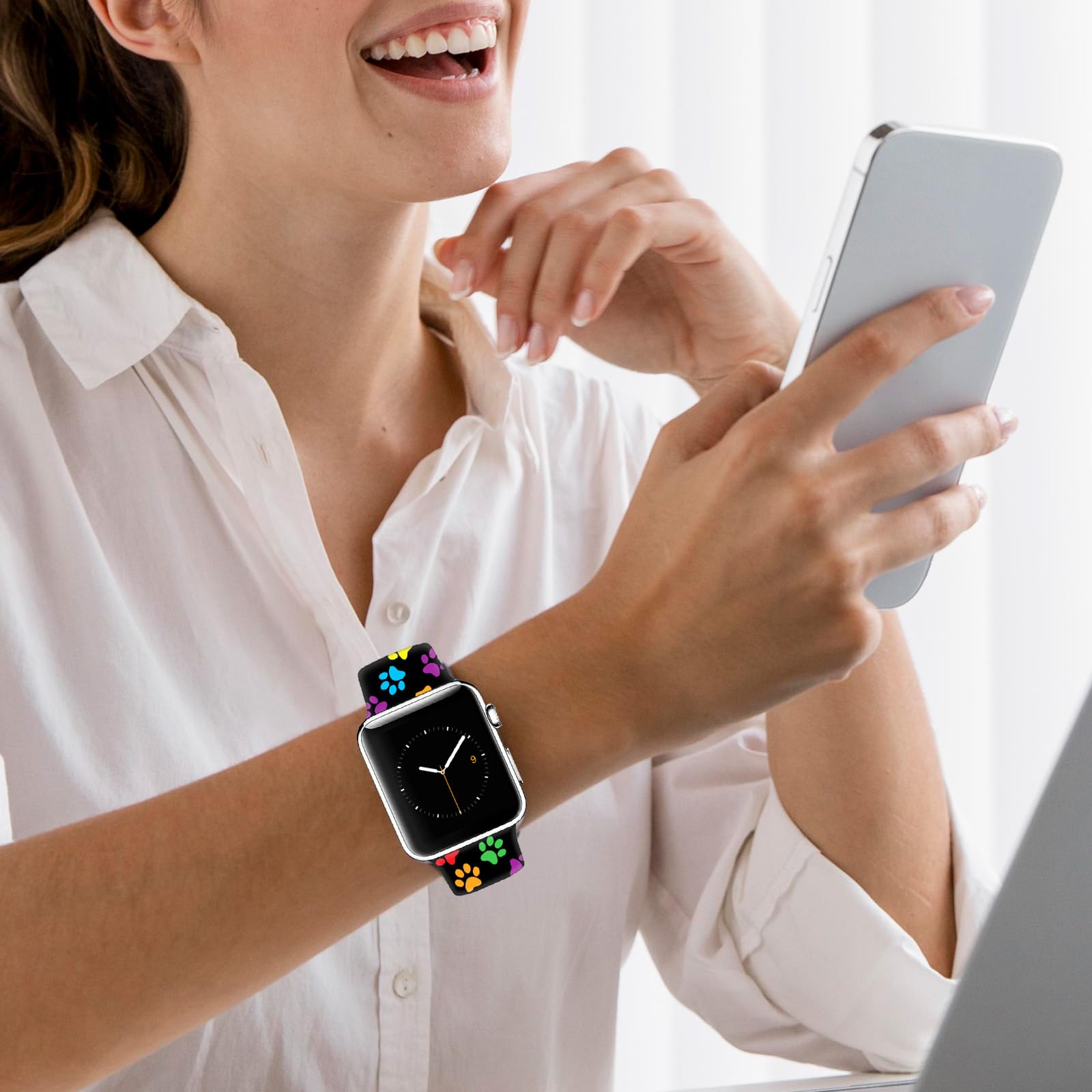 Sportowy pasek do zegarka kompatybilny z Apple Watch 38 mm, 40 mm, 41 mm, 42 mm, 44 mm, 45 mm, dla kobiet, mężczyzn, prezenty, regulowane, wymienne, miękkie silikonowe paski do smartwatcha do iWatch