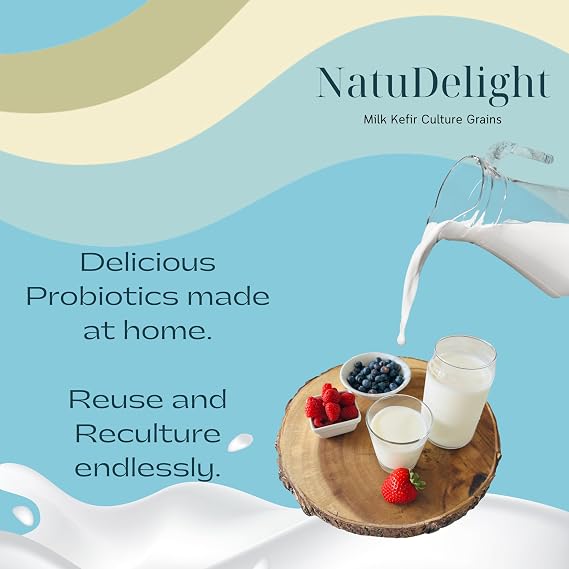 Live Milk Kefir Grains - Probiotic Starter Culture - Non-GMO, Easy Homemade Kefir Starter (1 TBSP) - Reusable Traditional Kefir Grains - Bulgaros