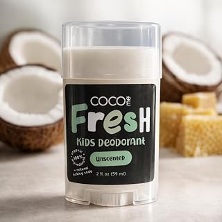 CoCo Me Kids Deodorant, Coconut & Beeswax, Aluminum-Free, 2oz | Sensitive Skin, Hydrate, Neutralizes Odor, 100% Organic, Daily Use (Unscented)