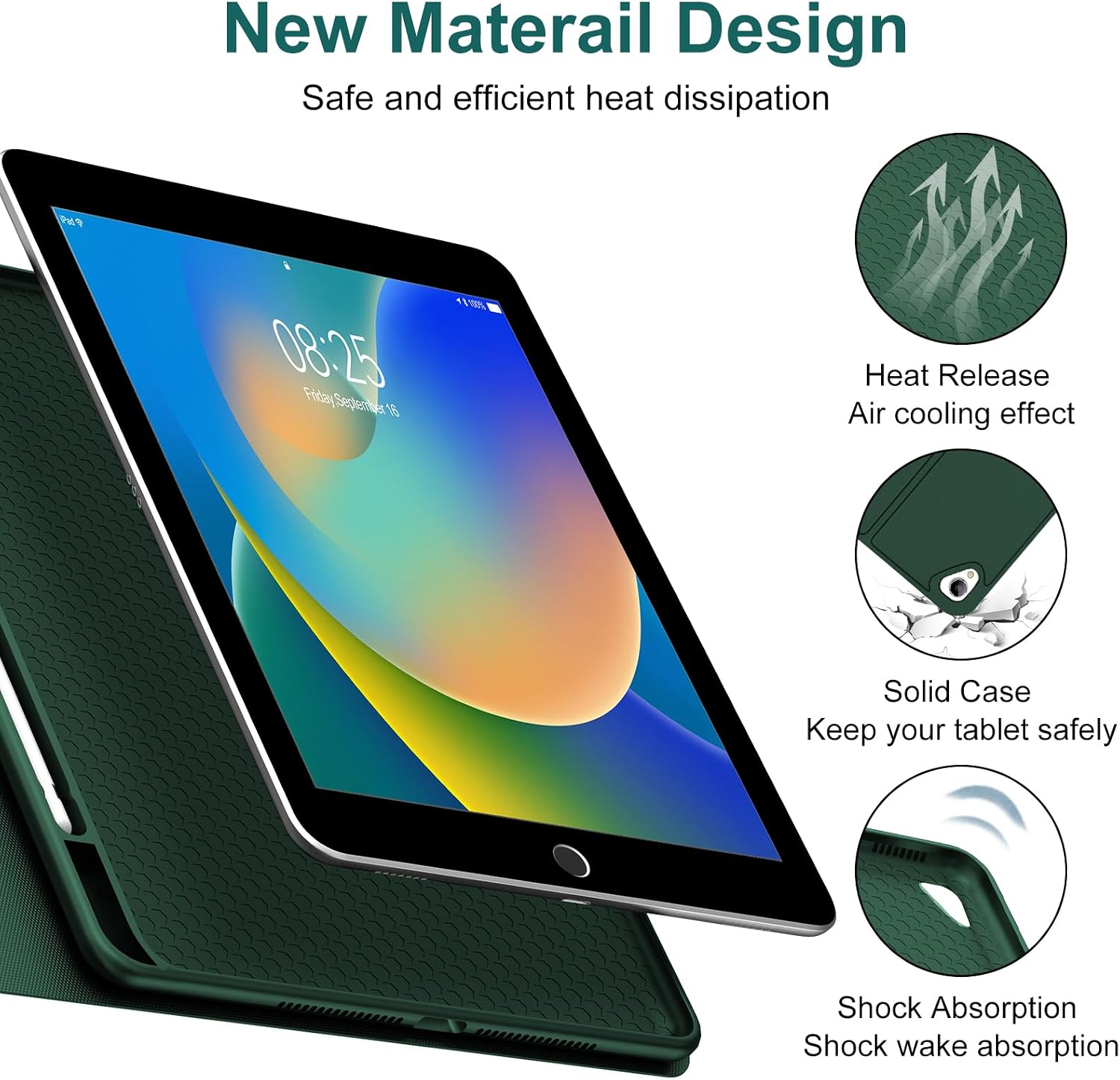 iPad 9th 2021/8th/7th Generation Keyboard Case, 7 Colors Backlit Detachable Keyboard Slim Folio Smart Cover for iPad 10.2"/iPad Air 10.5"(3rd Gen)/iPad Pro 10.5" with Pencil Holder – Green