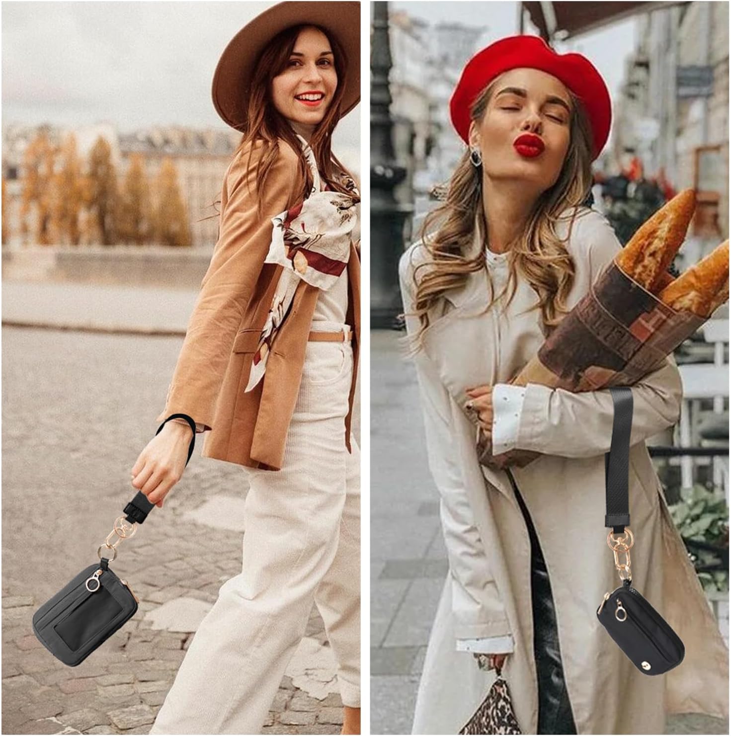 Wristlet Keychain Wallets for Women RFID Blocking Credit Card Holder Small Zipper Coin Purse Change Pouch with ID Window and Detachable Wrist Strap Green - Image 7