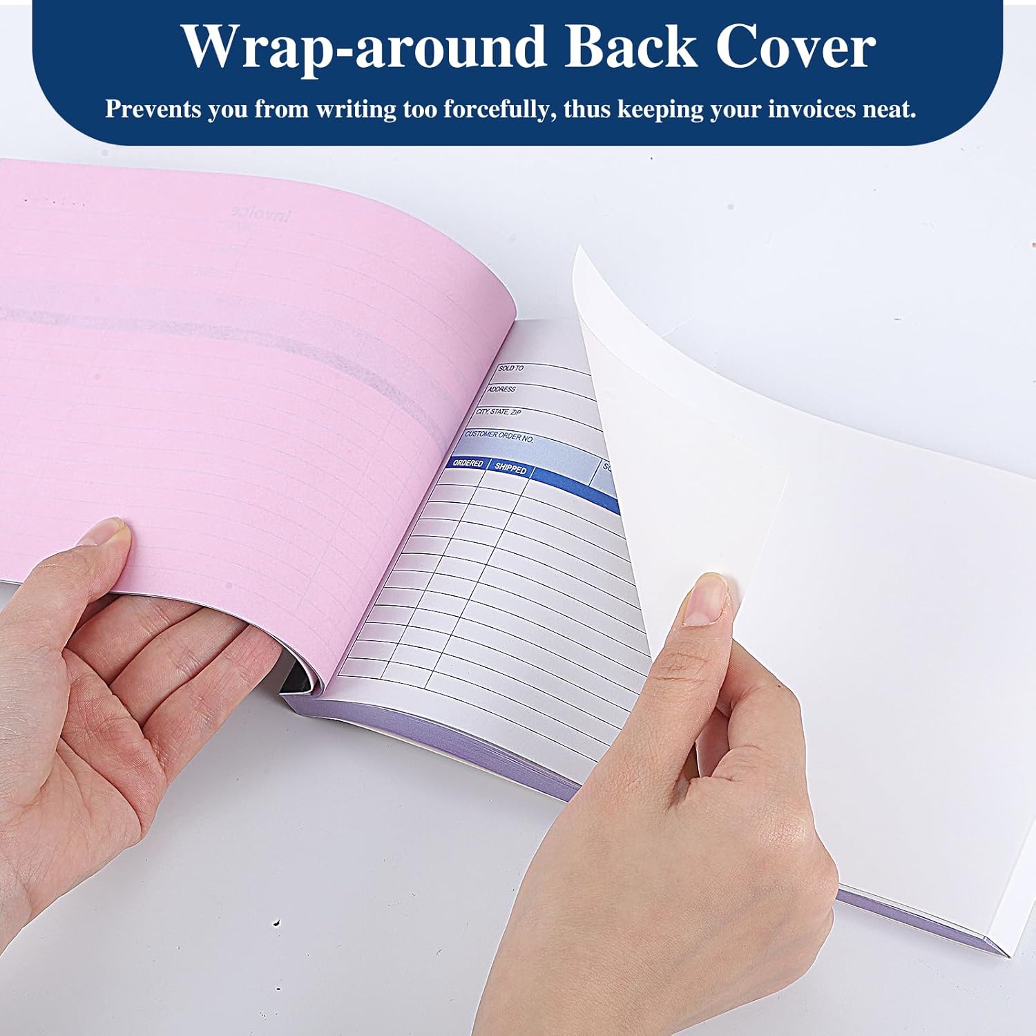 6 Pack Invoice Receipt Book, 3-Part Carbonless, 5-9/16" x 8-7/16" Invoice Book 50 Sets per Book for Small Business