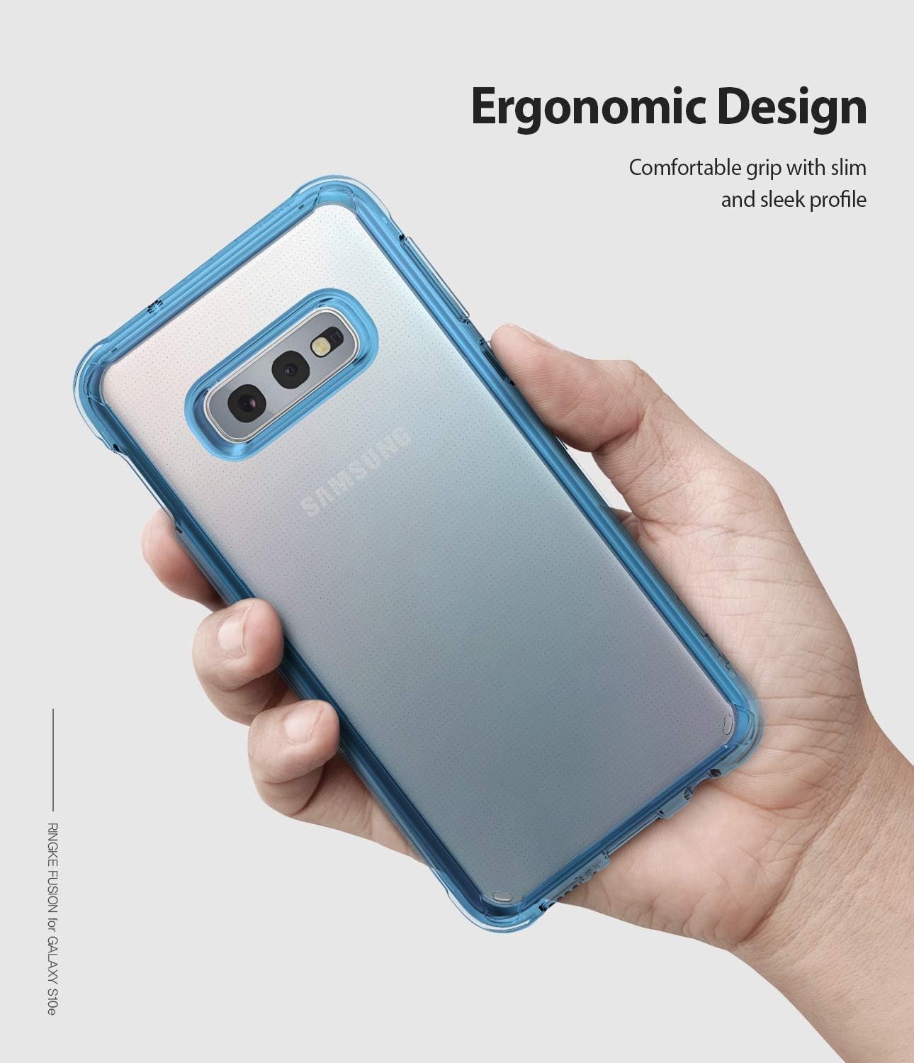 Ringke Fusion Compatible with Galaxy S10e Case (5.8"), Clear Back Soft Shockproof TPU Bumper Phone Cover - Aqua Blue