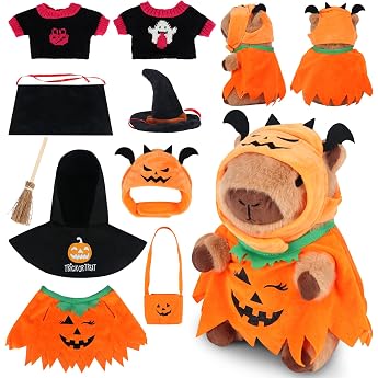 Mineup 10PCS Capybara Pl schtier Niedliche Capybara Kuscheltier Capybara Plushie Puppen Mit Kleidung Tasche Hut Capybara Plushie Simulation Tier Capybara Puppen f r Geburtstagsgeschenk Halloween