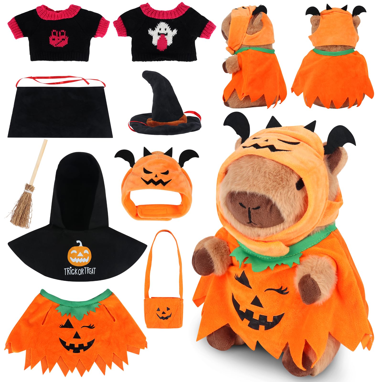 Mineup Capybara Plush with 11Pcs Clothes&Accessories Halloween Costumes — image 1