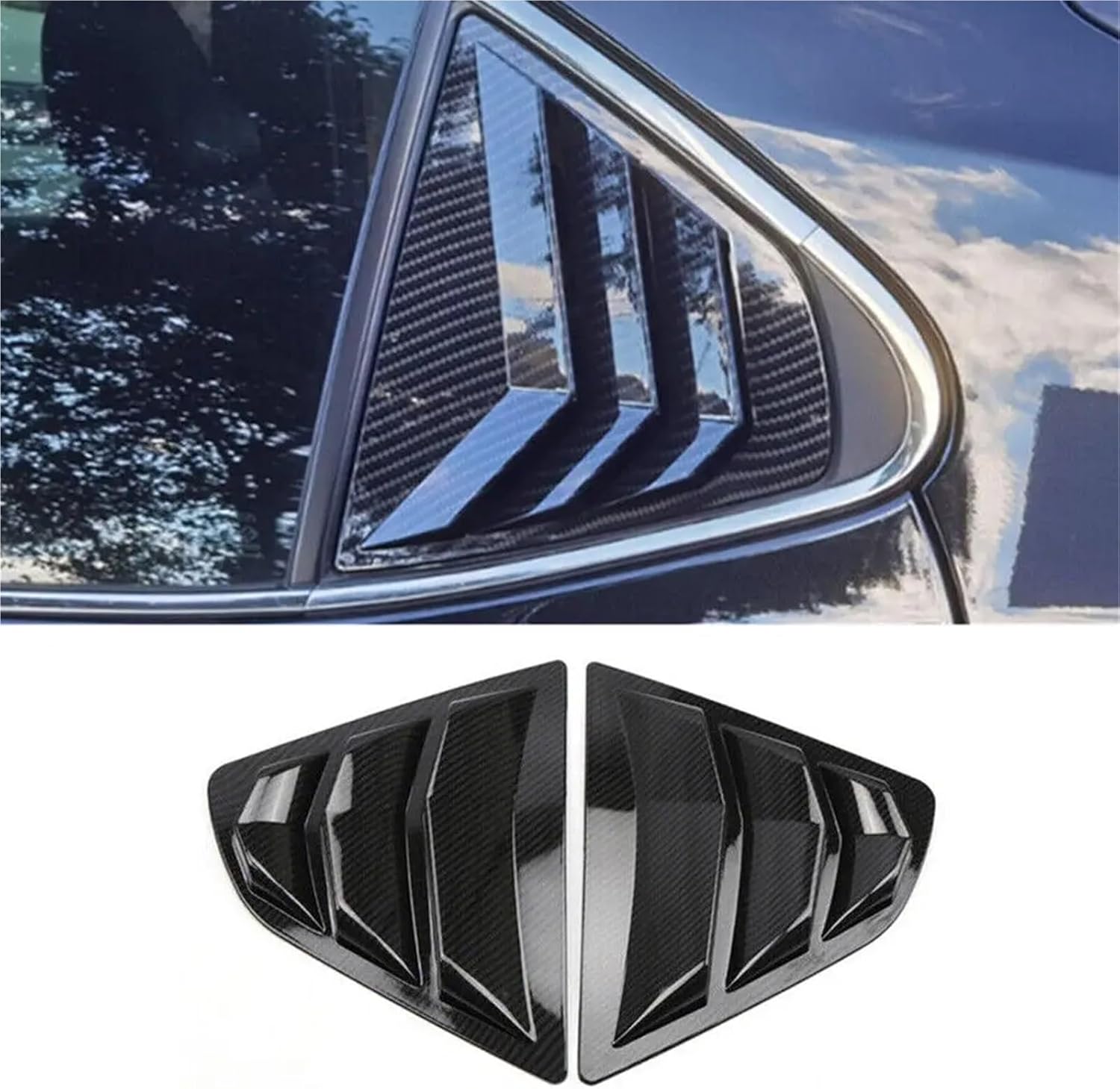 for Toyota Camry Sedan 2018-2022 Car Rear Louver Window Side Shutter Cover Trim Sticker Vent Scoop ABS Carbon Fiber Accessories(Carbon)