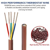 Vista 6 de Cable para termostato - 18/5 10 pies de cobre sólido, calibre 18, 5 conductores, cable de circuito de potencia para equipos de calefacción y aire