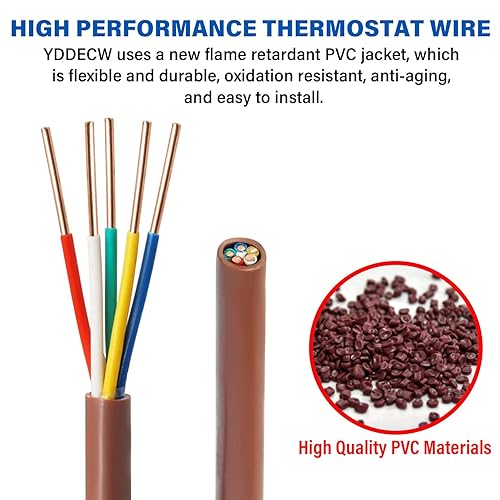 Miniatura 6 de Cable de termostato  Cable de circuito de alimentación de cobre macizo calibre 18 y 5 conductores de 185, 10 pies, para equipos de calefacción y
