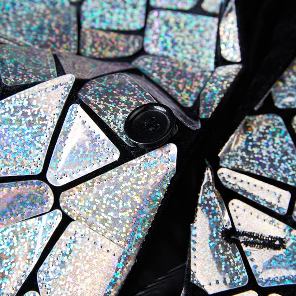 Men Colorful Shiny Sequins Blazer Suit Dress Costume Homme Stage Clothes Lapel Slim Fit Stylish Jacket