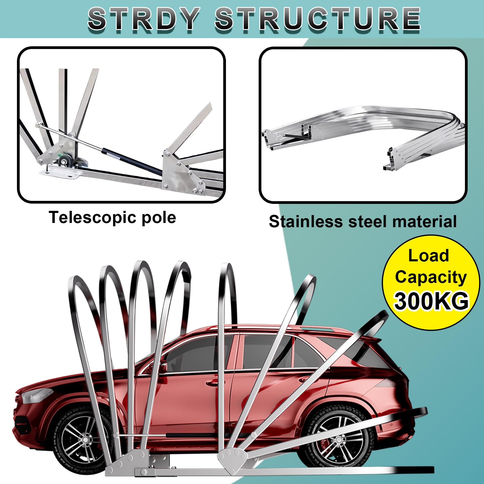 Garage Retrattile, Tettoia Temporanea per Auto, Riparo Portatile per Auto, Tettoia Resistente alle Intemperie, Chiudibile a Chiave per Berline, Motociclette, Cortile