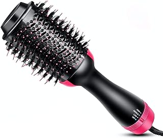 Secador de cabelo e volumizador de uma etapa, escova de ar quente, modelador de escova modeladora 4 em 1, escova modeladora alisadora de cabelo de íon negativo para todos os penteados