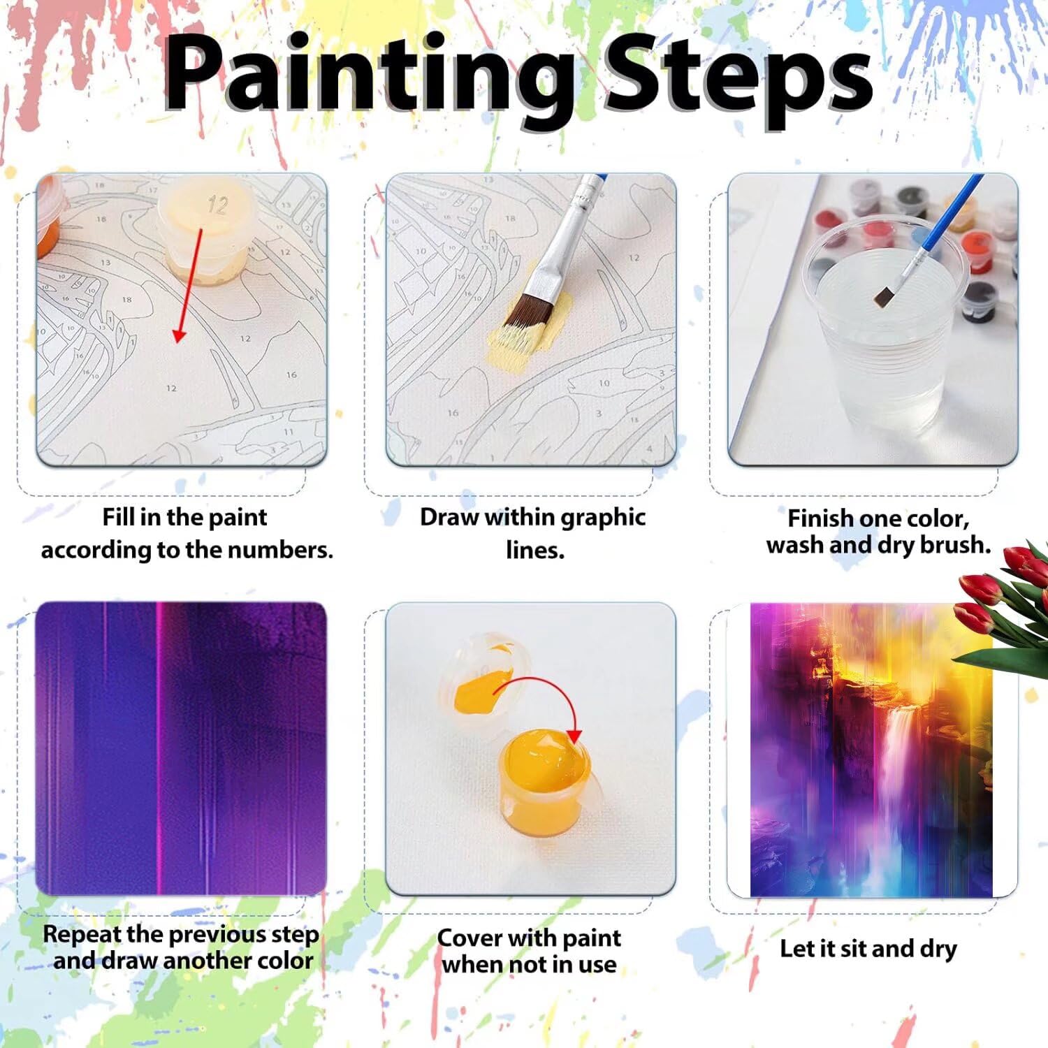 Pintar por Numeros Adultos pintar por numeros niños manualidades niños 10 años, DIY Pintar por Números de Pincel y Pintura acrílica Decoraciones para el Hogar Manualidades, sin Marco 60x80cm C-204