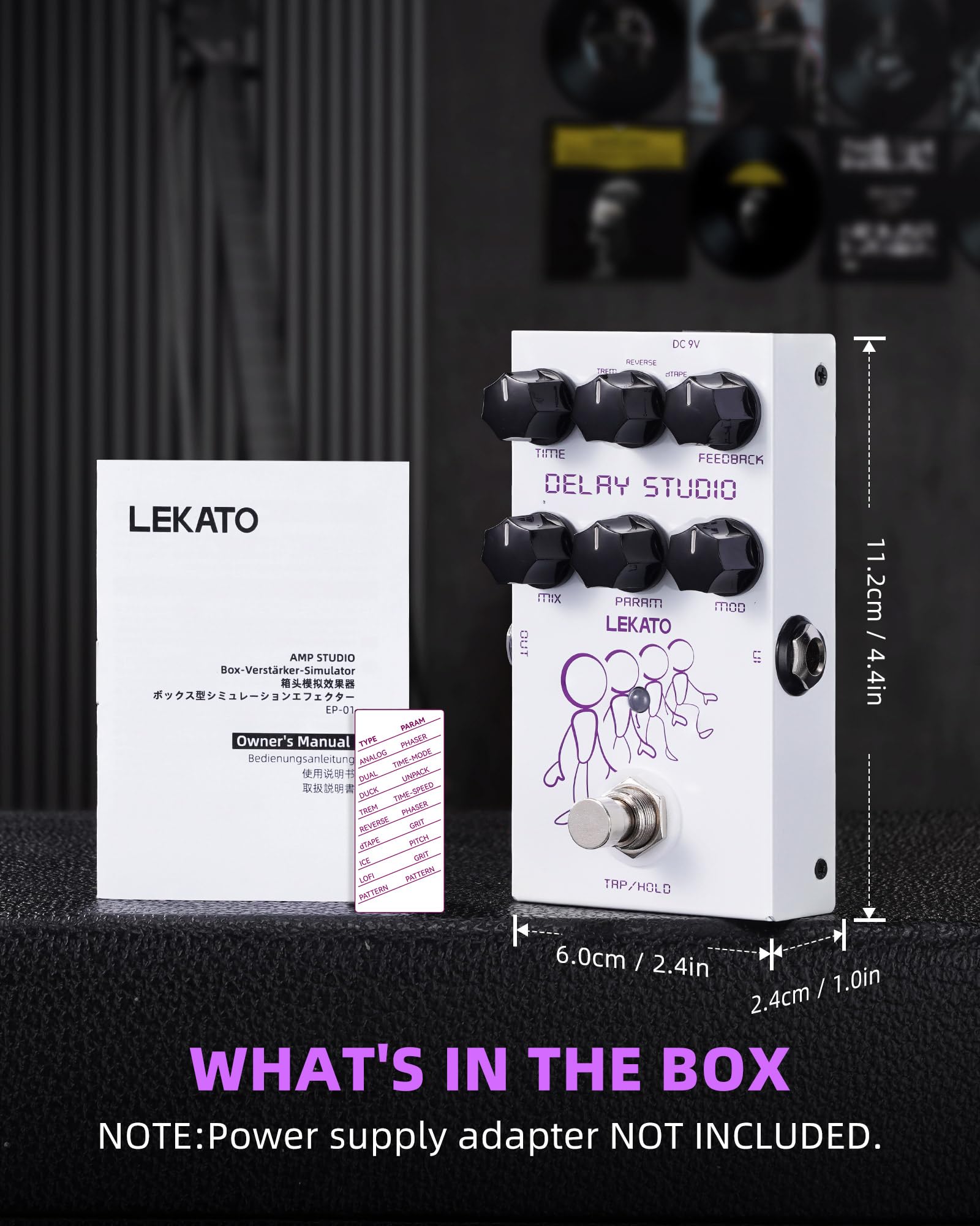 LEKATO Pedale di ritardo,Pedale effetti per chitarra con 9 effetti di ritardo,Pedale per chitarra digitale Tempo Freeze
