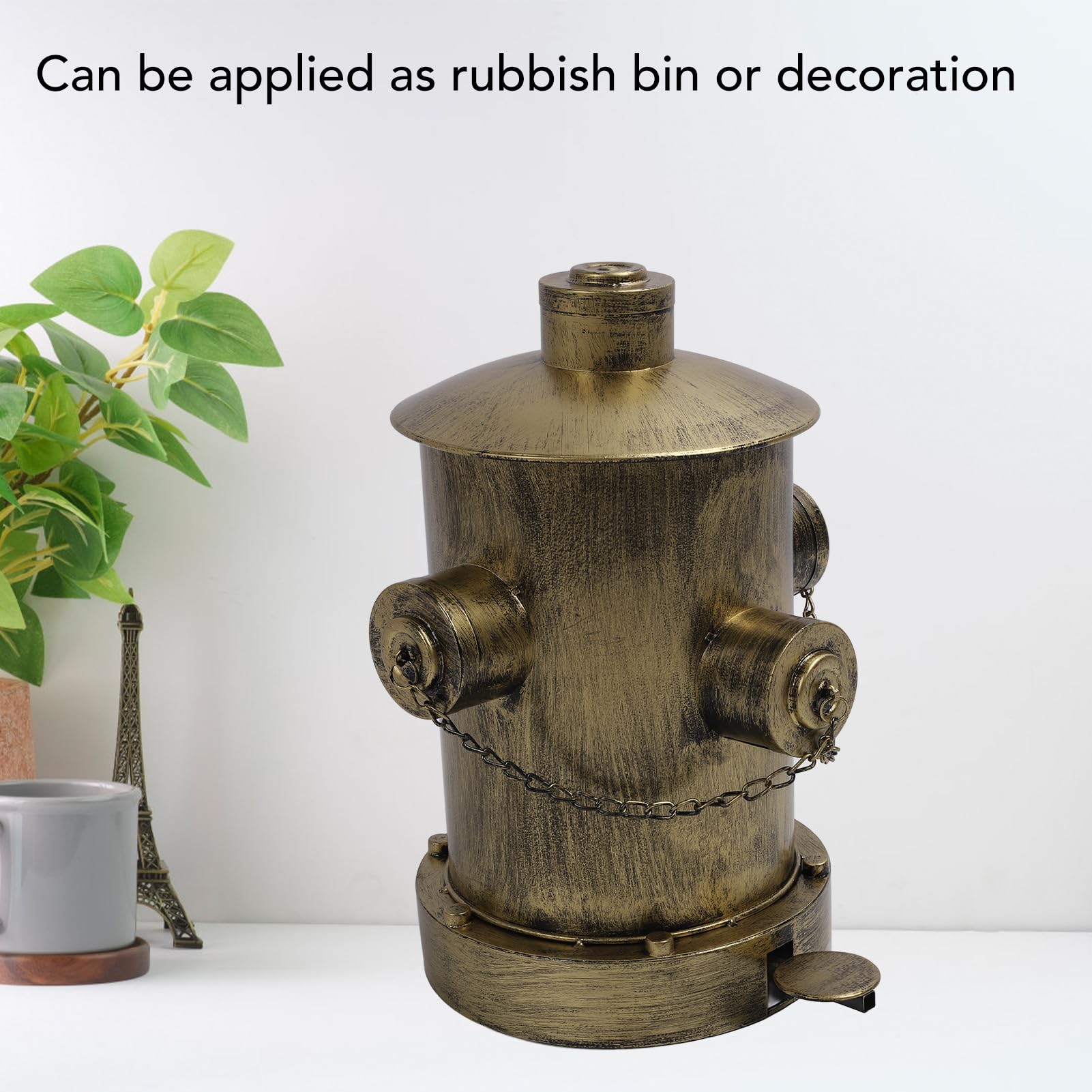 Bote de Basura Retro de Gran Capacidad con Cubo Interior para Decoración de Piso de Mesa, Arte de Hierro Europeo y Práctico Bote de Basura de Hierro Forjado para Oficina en el Hogar, 12.6 X