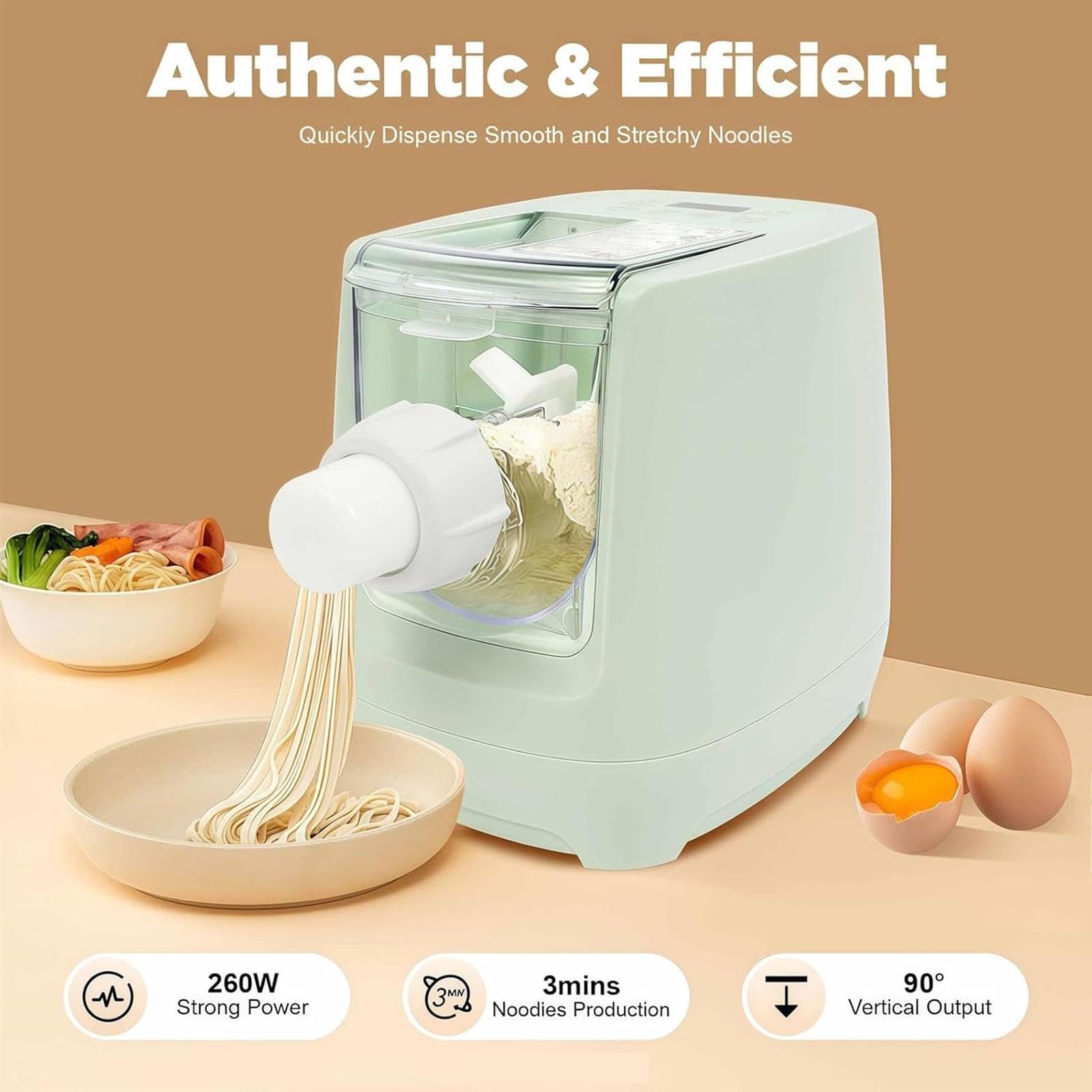 Máquina eléctrica para hacer pasta de 260W, máquina automática para hacer fideos con 13 formas, pantalla LED para espaguetis, fettuccine, lasaña en casa