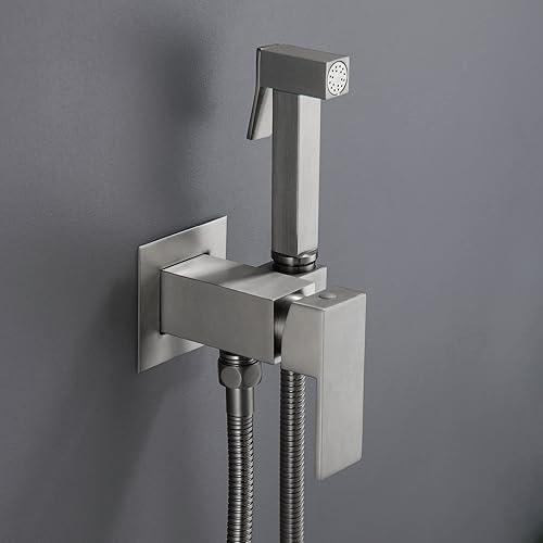 Miniatura 2 de SHAMANDA Pulverizador de bidé de agua caliente para inodoro con válvula de latón caliente y frío, juego de accesorios de bidé de mano de acero