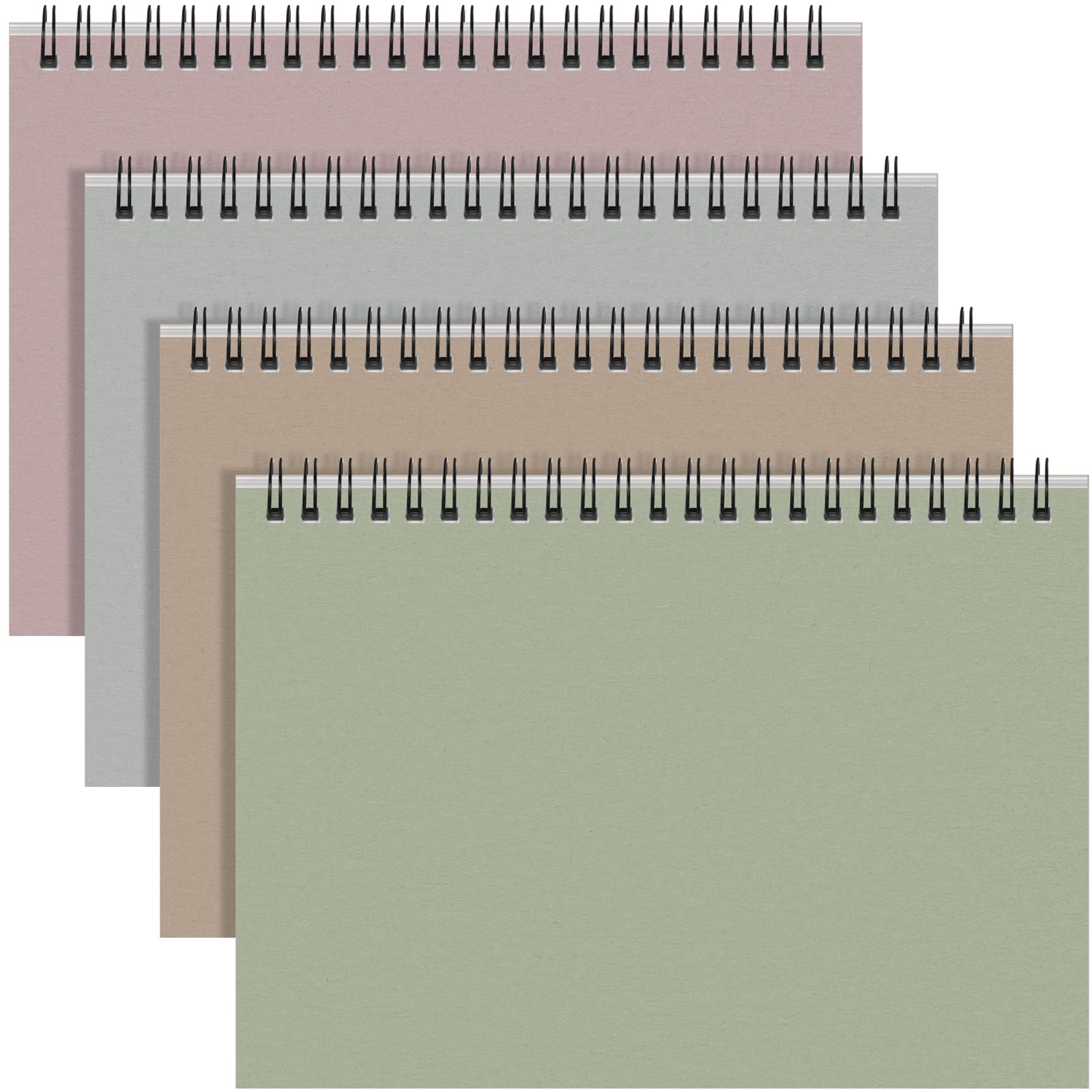 Resurhang Morandi - 4 quaderni orizzontali a spirale, 21 x 29 cm, formato A4, 5 mm, a quadretti, resistente, carta bianca, 70 fogli per aziende