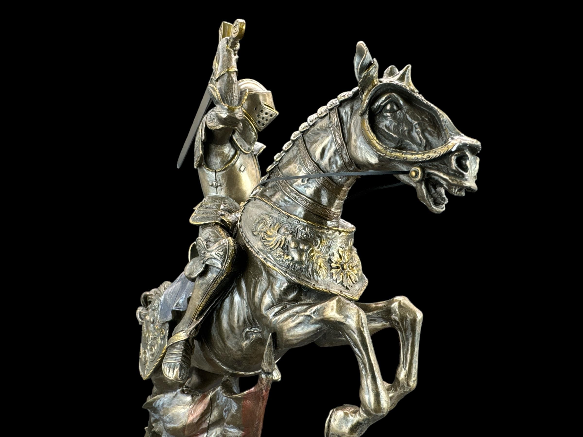 57 SPECIAL REPLICAS Rzeźba dekoracyjna duży rycerz na koniu, figurka z brązu jako prezent do salonu, dekoracja figurki, dekoracja