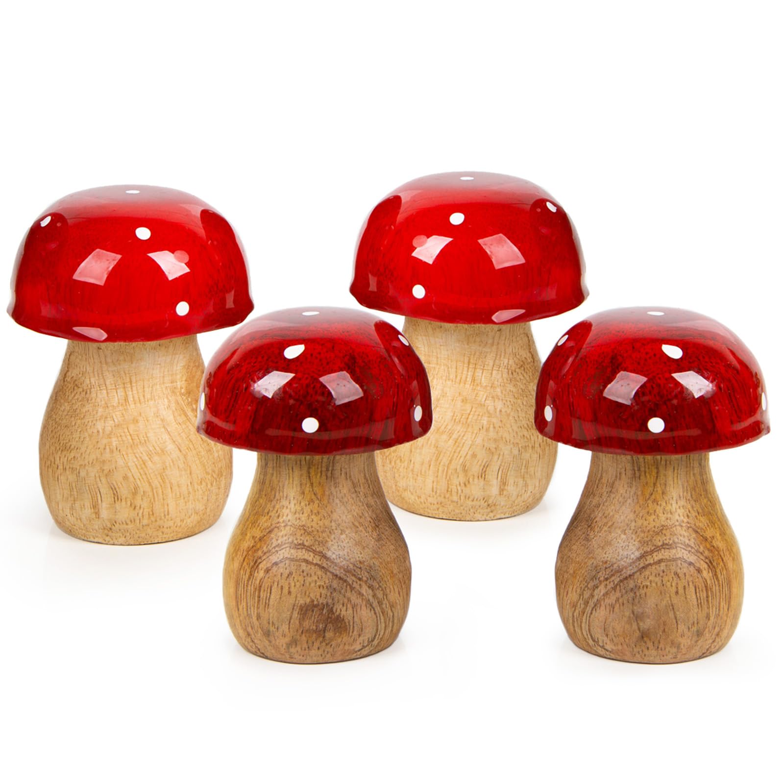 Lot De 4 Pendentifs Champignons Artificiels - Décoration Automne Forêt 14cm à Suspendre