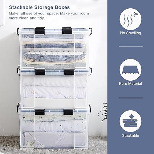 Miniatura 8 de Paquete de 3 contenedores de almacenamiento con tapas, contenedores de almacenamiento resistentes de 90 QT/85L, contenedores de almacenamiento