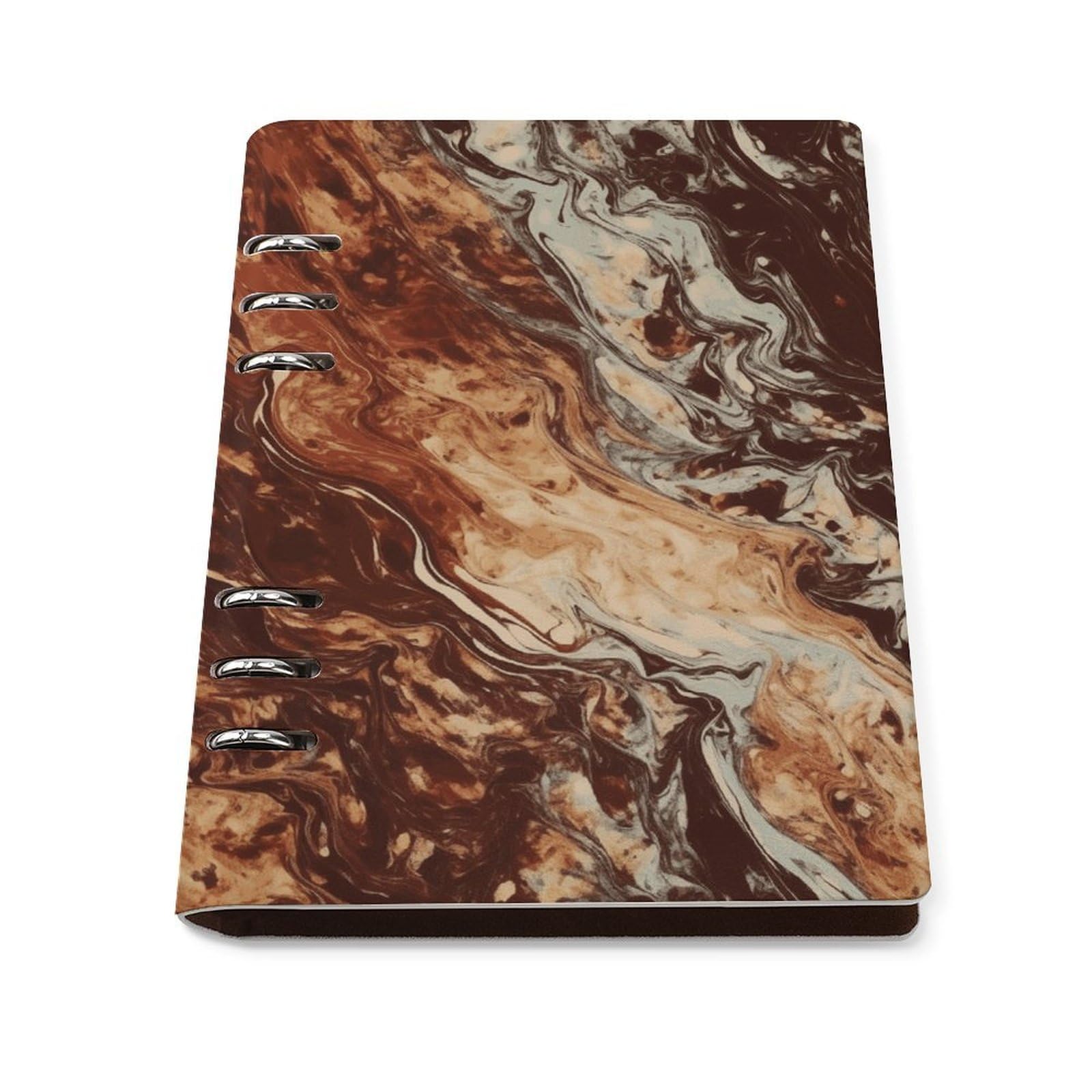 Carnet de notes marbré marron en cuir synthétique de qualité supérieure format A5 - 8