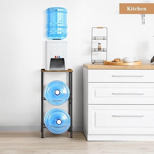 Miniatura 5 de Soporte para jarra de agua de 5 galones, dispensador de agua con estante superior, estante de almacenamiento para jarra de agua de 5 galones para