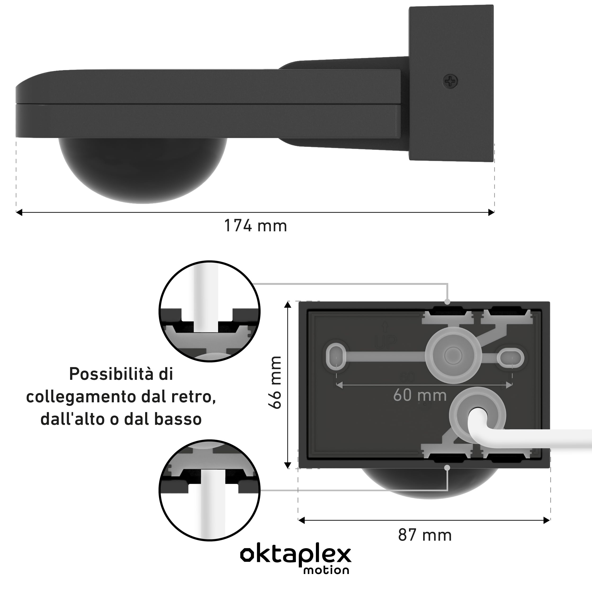 Oktaplex Tea set da 2 sensori di movimento per esterni antracite 9 m | Sensore di movimento da superficie orientabile 360 ​​gradi 9 m IP65 230 V per soffitto e parete