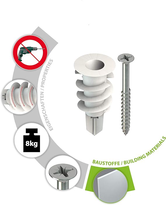 Tox Spiral Plasterboard Fixings 32 mm Pack of 50