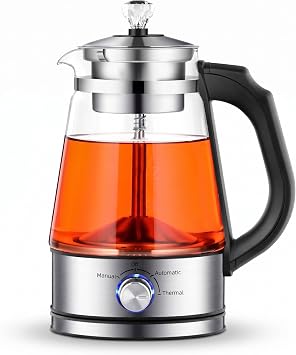 1.2L Electric Kettle Temperature Control - Automatic Tea Maker Machine with Tea Infuser, Steam Delicate Spray, Glass Tea Kettle & Hot Water Boiler, Extracting Loose Leaf Tea Coffee