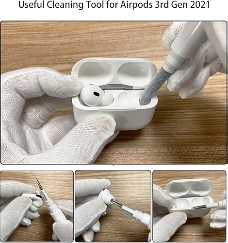 Miniatura 7 de Olytop Funda para AirPods de 3 generación con tapa de bloqueo y bolígrafo limpiador, cuerpo completo resistente para AirPod Gen 3 a prueba de