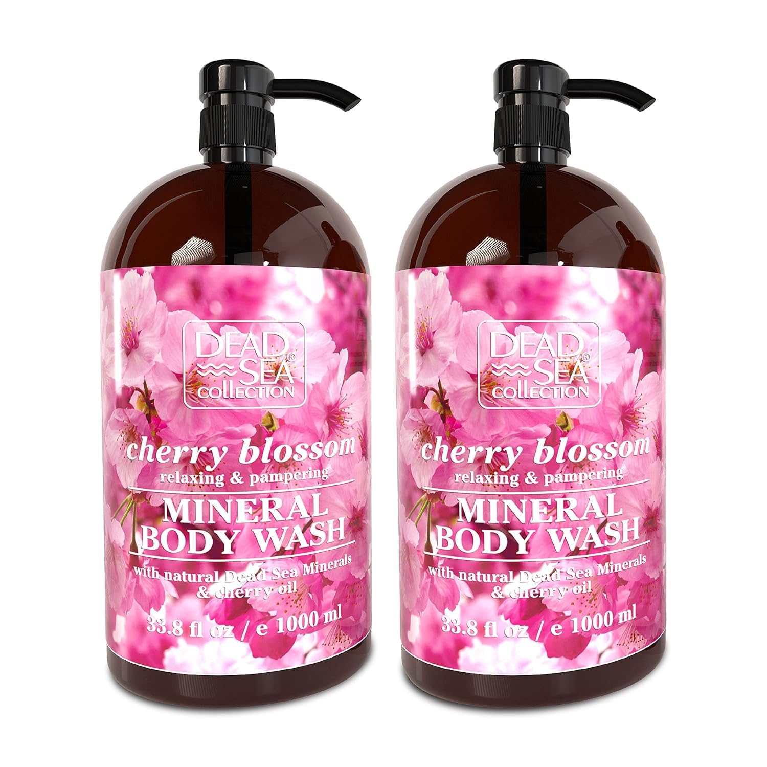 Cherry Body Wash for Women and Men - with Pure Dead Sea Minerals and Cherry Seeds Oil - Cleanses and Moisturizes Skin - Pack of 2 (67.6 fl. oz)