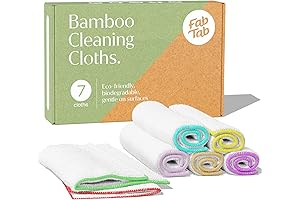 FABTAB Bamboo Cleaning Cloths: Premium Multi-Purpose Reusable Towels for Household, Kitchen & Auto Care