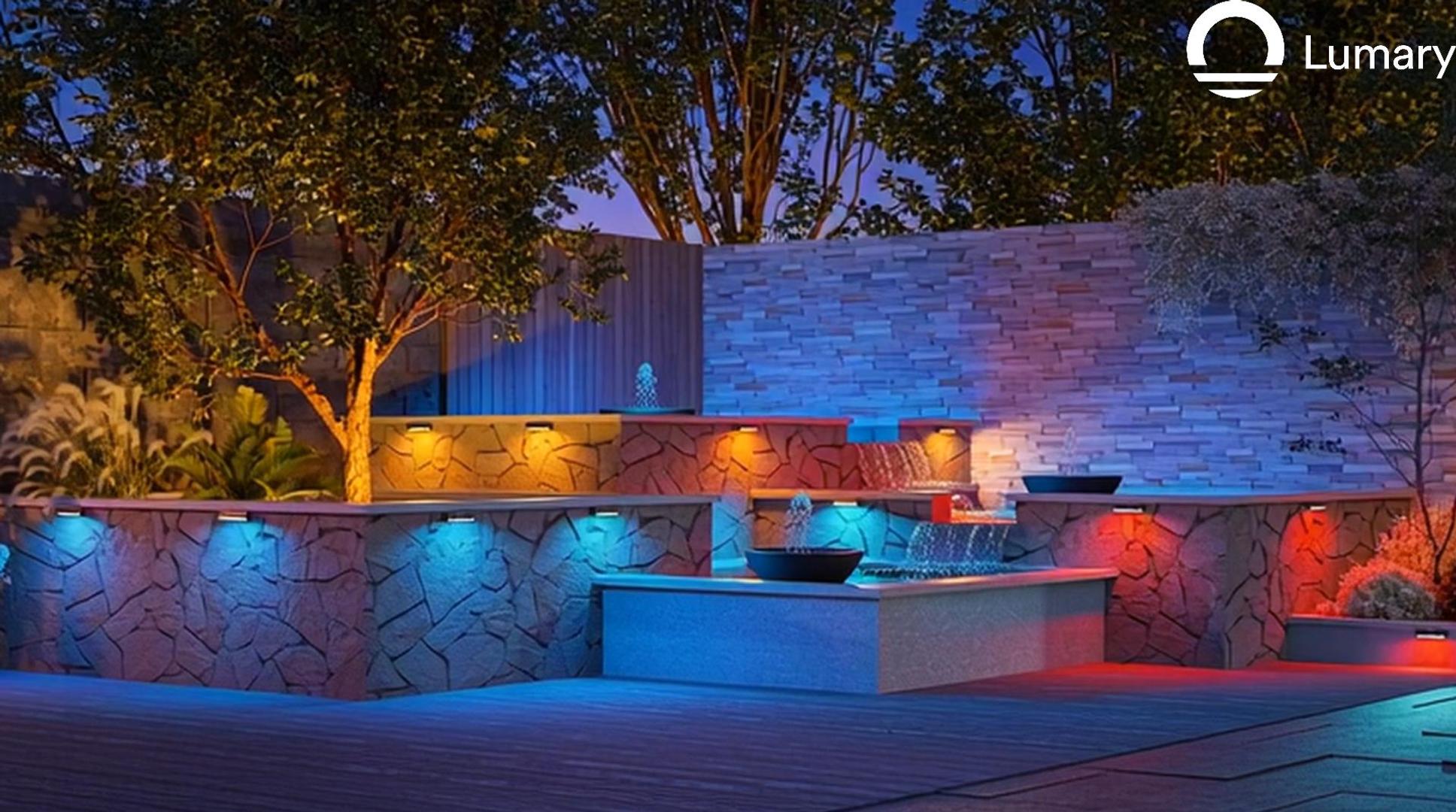 Image of Lumary 8 Pack Low Voltage Step Lights with Hub, 7 Inch Retaining Wall Light