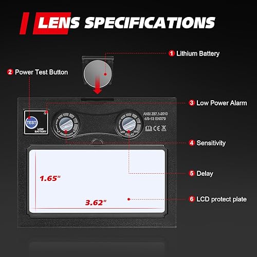 Miniatura 3 de Máscara de oscurecimiento automático con casco de color real de soldadura con rango de sombra ajustable 49-13 para campana de soldadura TIG MIG ARC..