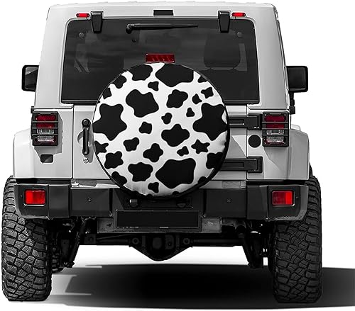 Miniatura 2 de Foruidea Funda para neumático de repuesto con estampado de vaca blanca, a prueba de polvo, para remolque, RV, SUV y muchos vehículos, 18 pulgadas