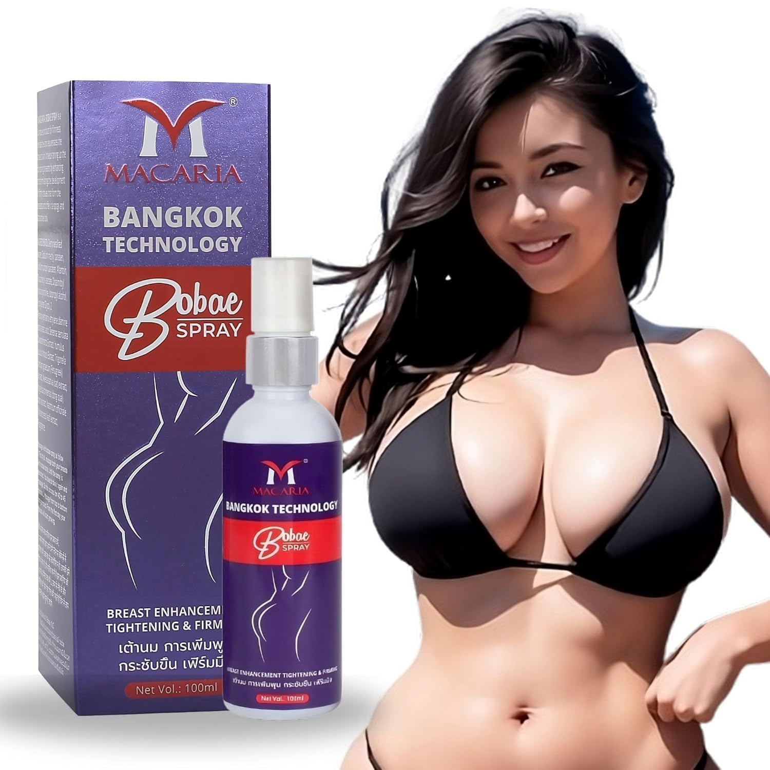 MACARIA Bobae Breast Enhancement Spray – Breast Lifter – Larger, Firmer, and Fuller Breasts - All-Natural Fast Growth tightening Breast Enlargement Spray