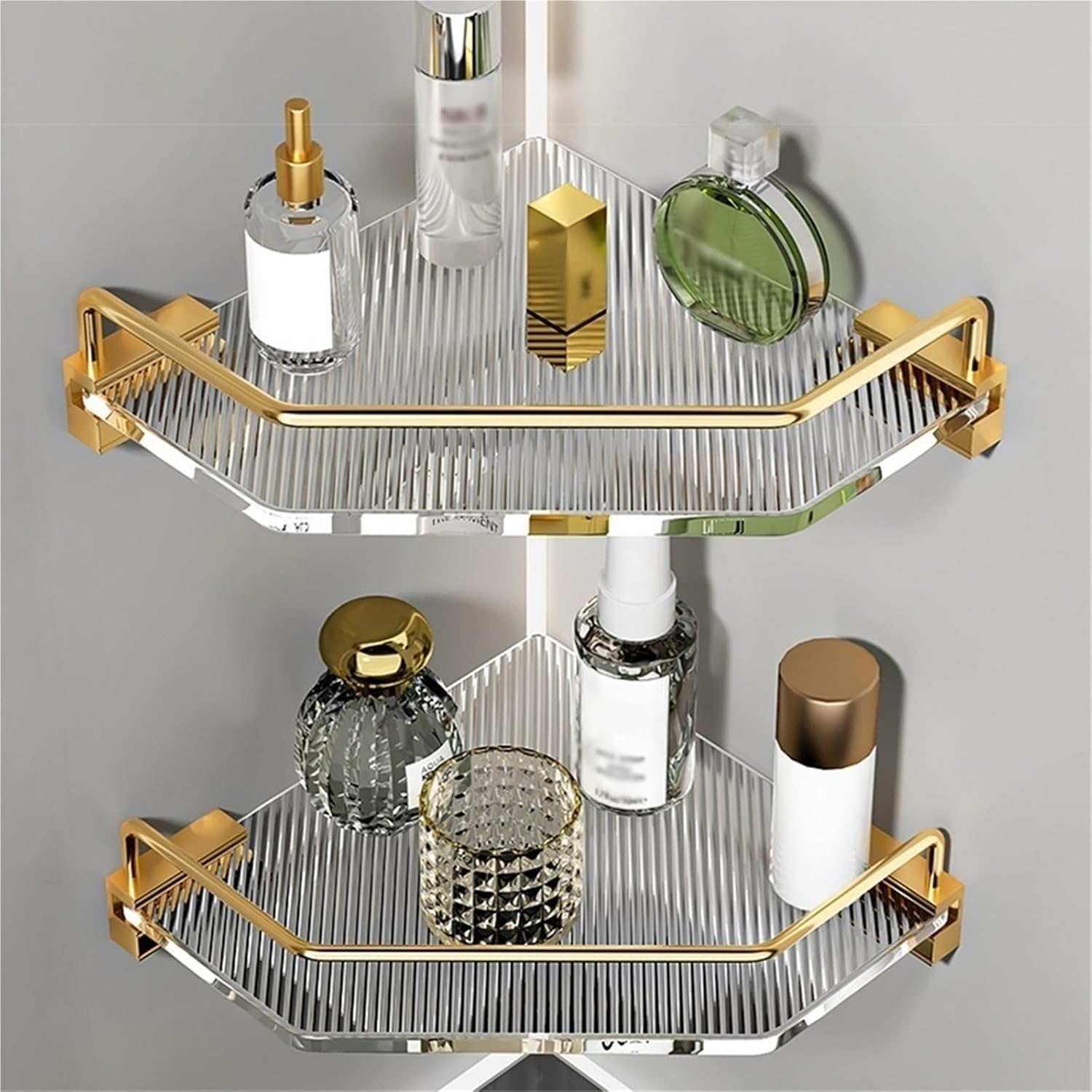 Acrylic Corner Shower Caddy No Drilling Large Capacity Shelf for Inside Shower Rack