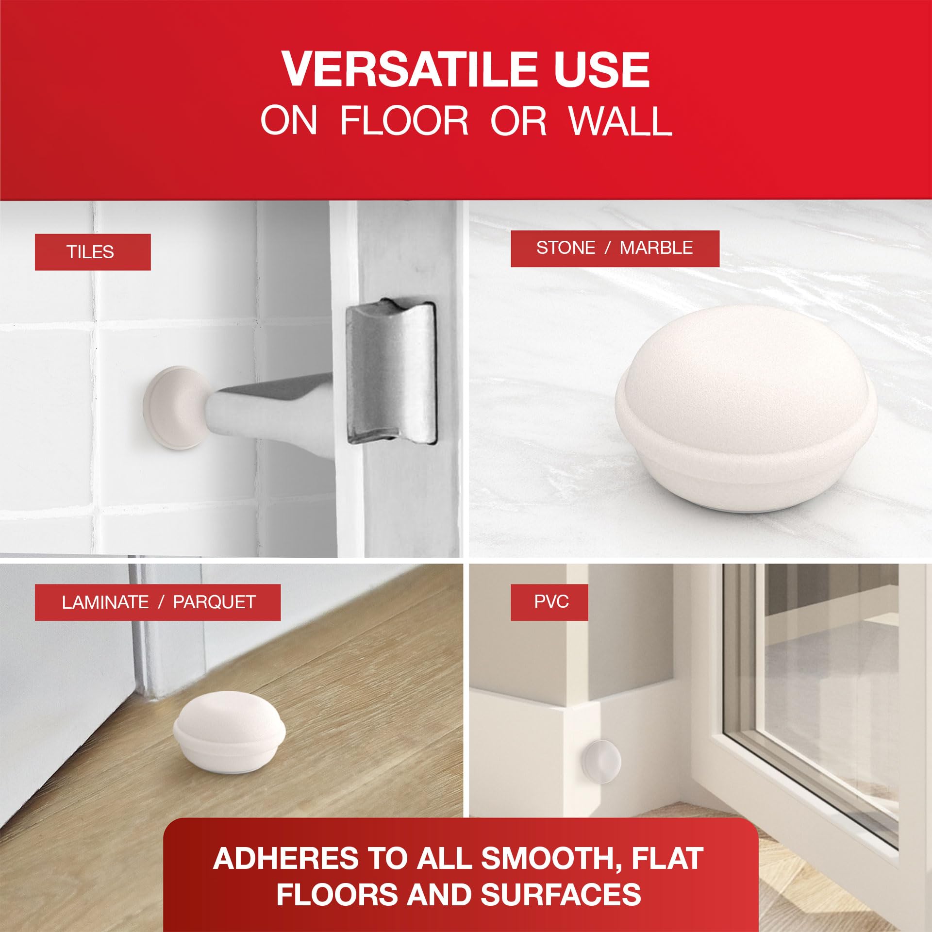 LouMaxx Brand Modern White 3-Piece Floor Mounted Door Stop in Charming Macaroon Shape - Image 4