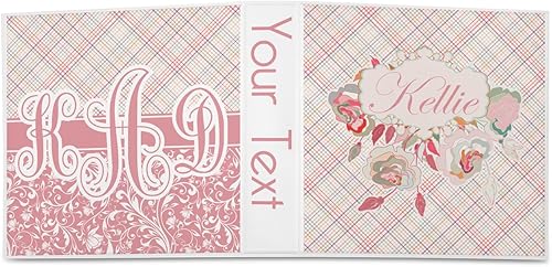 Miniatura 2 de Carpeta personalizada de 3 anillas moderna a cuadros y flores, 2 pulgadas