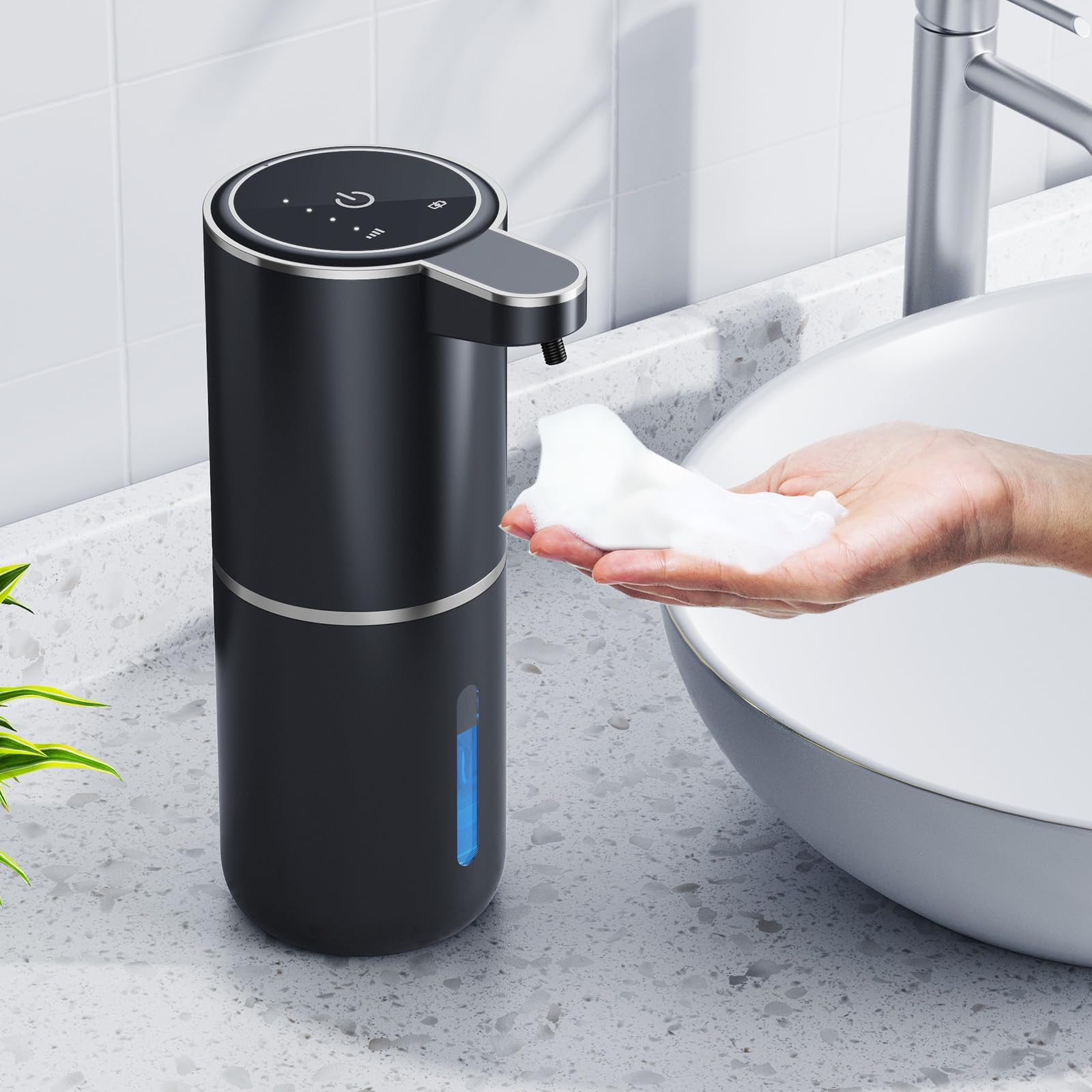 Automatic Foaming Soap Dispenser,380ml Wall Mount Touchless 4 Gear Adjustable Electric Soap Dispenser,USB Rechargeable with Sensor for Bathroom,Kitchen,Office