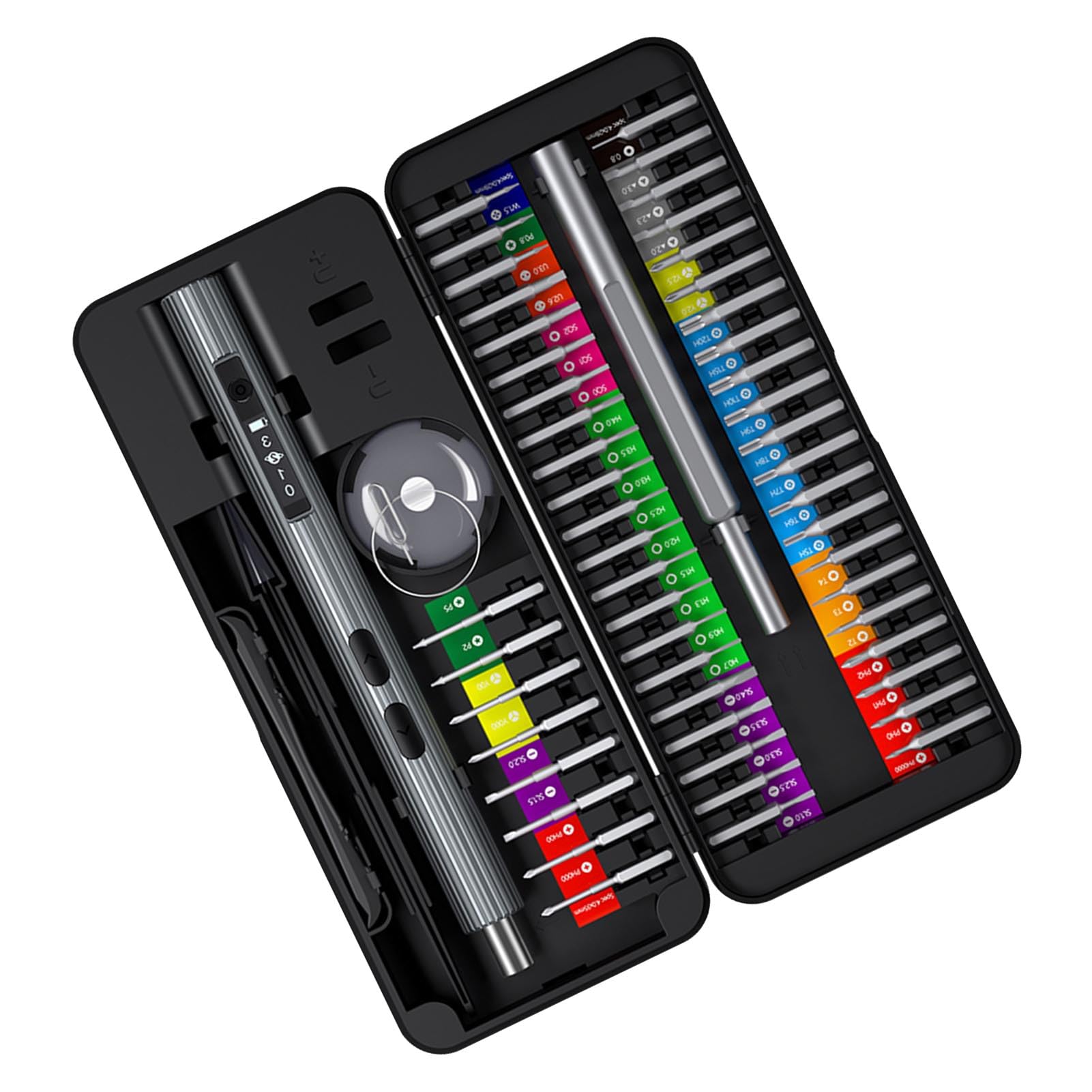 Set Cacciaviti Elettrici con Punte in Acciaio S2, Kit Cacciaviti 58 in 1, 350mAh Ricaricabile, 200rmin, Doppie Impugnature Elettriche e Manuali per Riparazione Console Telefono PC Tablet