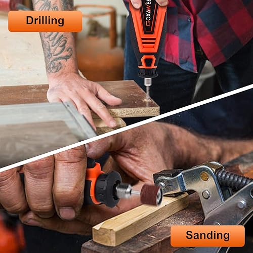 Miniatura 4 de GOXAWEE Rotary Tool Kit with 180 Rotary Tool Accessories  Flex Shaft  Universal Collet 5 Variable Speed Rotary Multi-Tool Mini Electric Drill Set