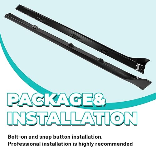 Miniatura 6 de KUAFU Repuesto de extensión de falda lateral compatible con Honda Civic 2016-2021 de 4 puertas Sedan (incluido el modelo Si) estilo Type-R, kit de