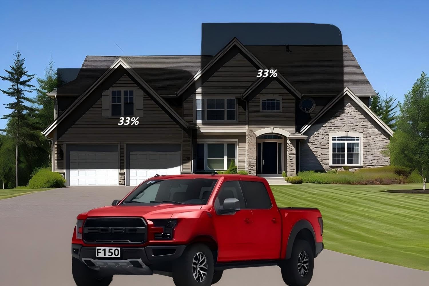 Detachable Car Side Window Tinting, UV Protection, Sun Protection, Privacy, Snow Blindness, Light Transmittance 33% (2018-2025 for Ford F150 Rear Window)