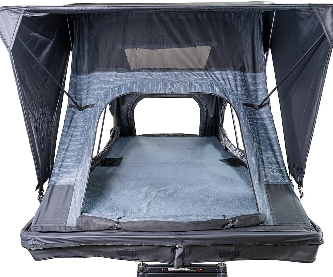Tent - XD Sherpa Car Top | Soft-Sided Roof Top Tent | 60" x 95" x 52" | Sleeps 3 Adults | Black Aluminium Base | Ripstop Poly-Cotton Body | Includes Rain Fly, Ladder, 2" Mattress, Screen Windows